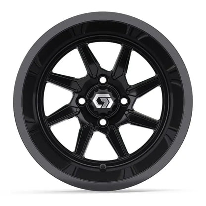 14" GTW Reaper Wide Gloss Black Wheels with Lifted Golf Cart Tire