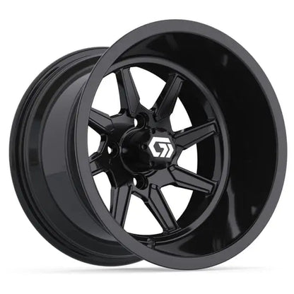 14" GTW Reaper Wide Gloss Black Wheels with Lifted Golf Cart Tire