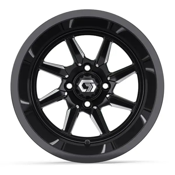 14" GTW Reaper Wide Machined Black Wheels with Lifted Golf Cart Tire