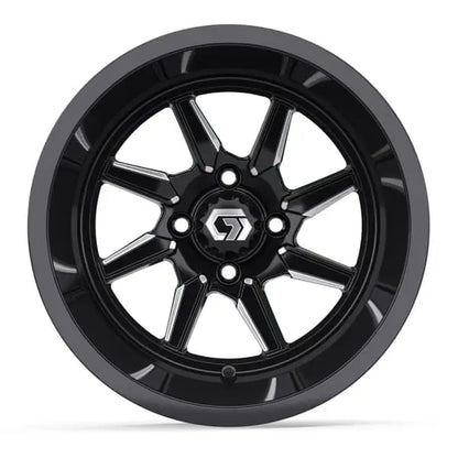 14" GTW Reaper Wide Machined Black Wheels with Lifted Golf Cart Tire