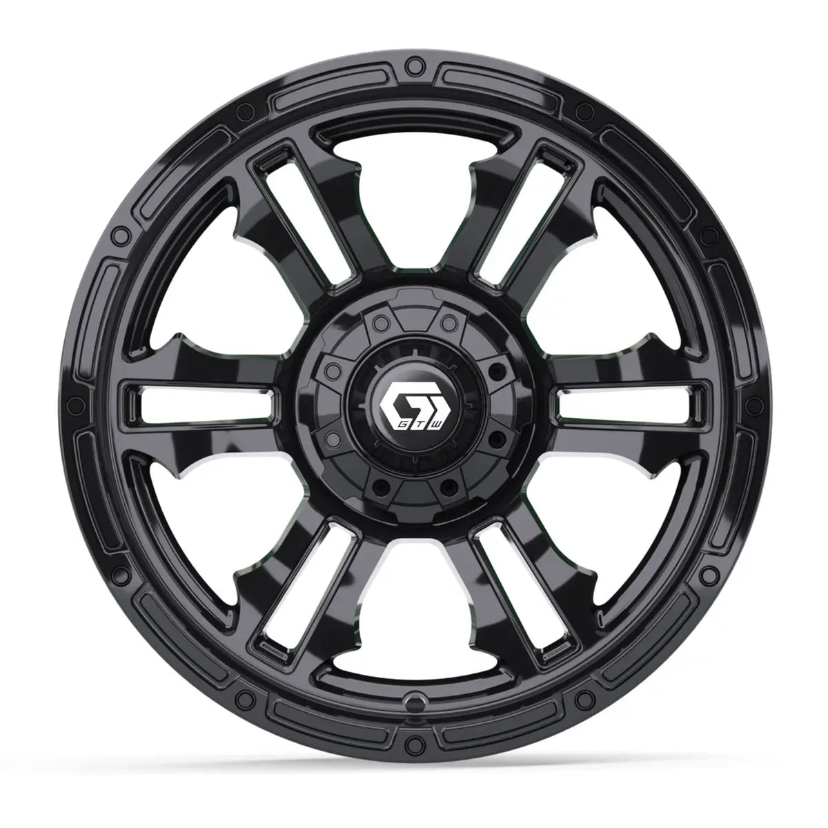 14" GTW Shogun Gloss Black Wheels with Low Profile Golf Cart Tire