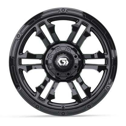 14" GTW Shogun Gloss Black Wheels with Low Profile Golf Cart Tire