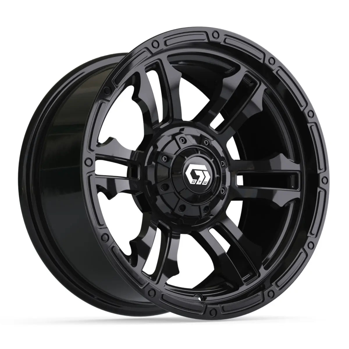 14" GTW Shogun Gloss Black Wheels with Low Profile Golf Cart Tire