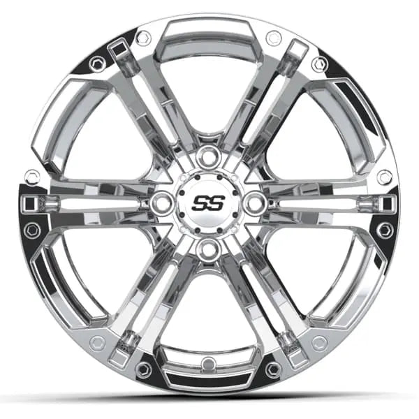 14" GTW Specter Chrome Wheels with Low Profile Golf Cart Tire