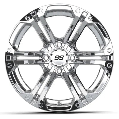 14" GTW Specter Chrome Wheels with Low Profile Golf Cart Tire