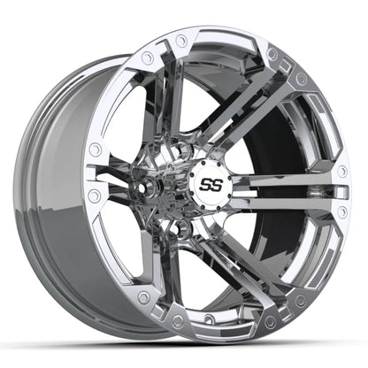 14" GTW Specter Chrome Wheels with Low Profile Golf Cart Tire
