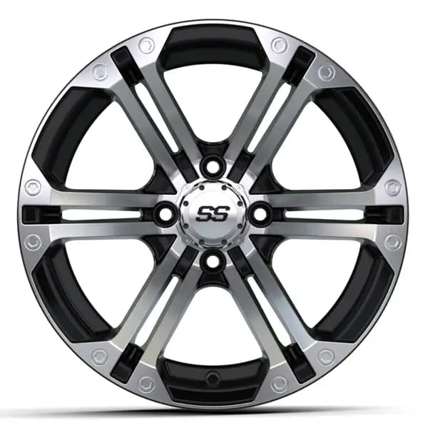 14" GTW Specter Machined Black Wheels with Low Profile Golf Cart Tire