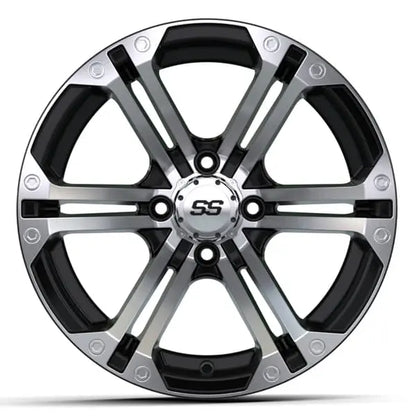 14" GTW Specter Machined Black Wheels with Low Profile Golf Cart Tire