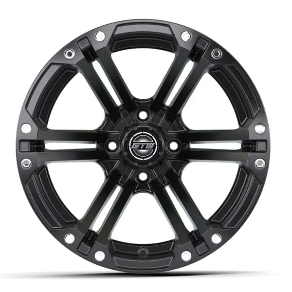 14" GTW Specter Matte Black Wheels with Low Profile Golf Cart Tire