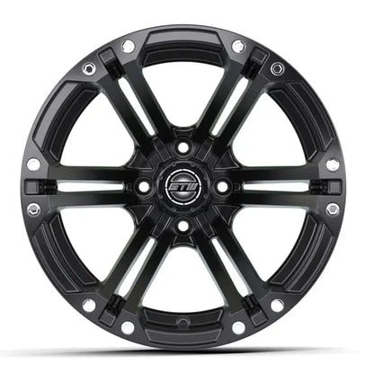 14" GTW Specter Matte Black Wheels with Low Profile Golf Cart Tire