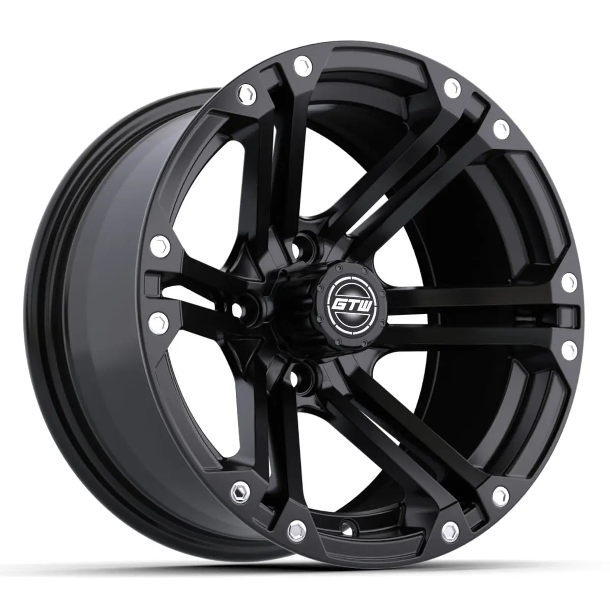 14" GTW Specter Matte Black Wheels with Low Profile Golf Cart Tire