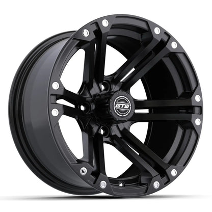 14" GTW Specter Matte Black Wheels with Low Profile Golf Cart Tire