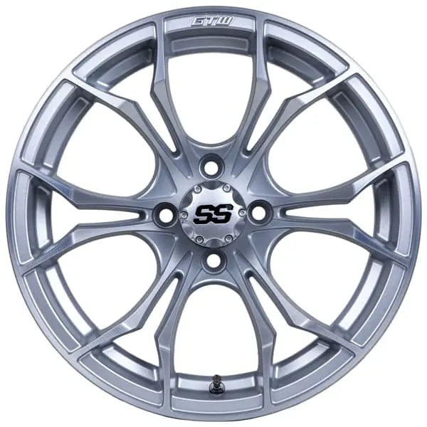 14" GTW Spyder Matte Silver Wheels with Low Profile Golf Cart Tire