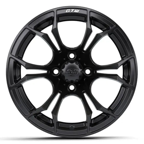 14" GTW Spyder Matte Black Wheels with Low Profile Golf Cart Tire