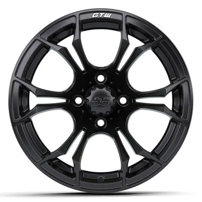 14" GTW Spyder Matte Black Wheels with Low Profile Golf Cart Tire