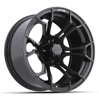 14" GTW Spyder Matte Black Wheels with Low Profile Golf Cart Tire