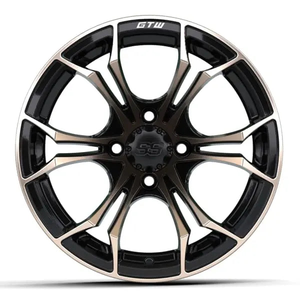 14" GTW Spyder Matte Bronze Wheels with Low Profile Golf Cart Tire