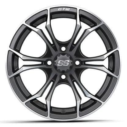14" GTW Spyder Matte Grey Wheels with Low Profile Golf Cart Tire