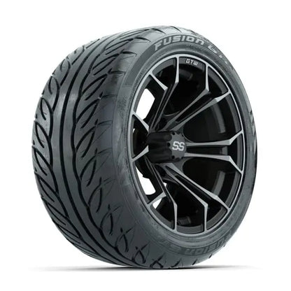14" GTW Spyder Matte Grey & Black Wheels with Lifted Golf Cart Tire
