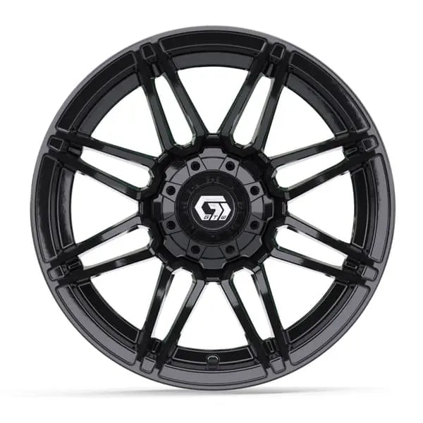 14" GTW Stealth Gloss Black Wheels with Lifted Golf Cart Tire
