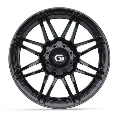 14" GTW Stealth Gloss Black Wheels with Lifted Golf Cart Tire