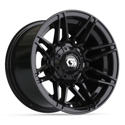 14" GTW Stealth Gloss Black Wheels with Lifted Golf Cart Tire