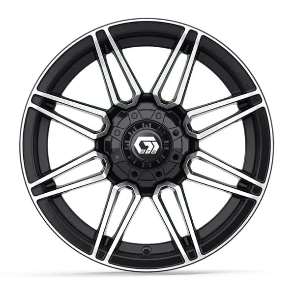 14" GTW Stealth Machined Black Wheels with Lifted Golf Cart Tire