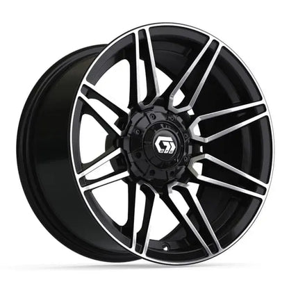 14" GTW Stealth Machined Black Wheels with Lifted Golf Cart Tire