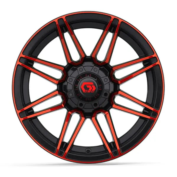 14" GTW Stealth Red and Black Wheels with Lifted Golf Cart Tire