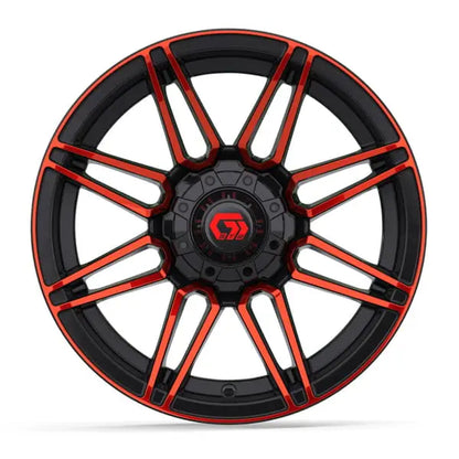 14" GTW Stealth Red and Black Wheels with Low Profile Golf Cart Tire