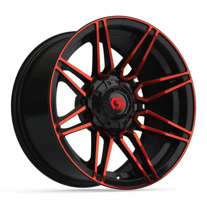14" GTW Stealth Red and Black Wheels with Lifted Golf Cart Tire