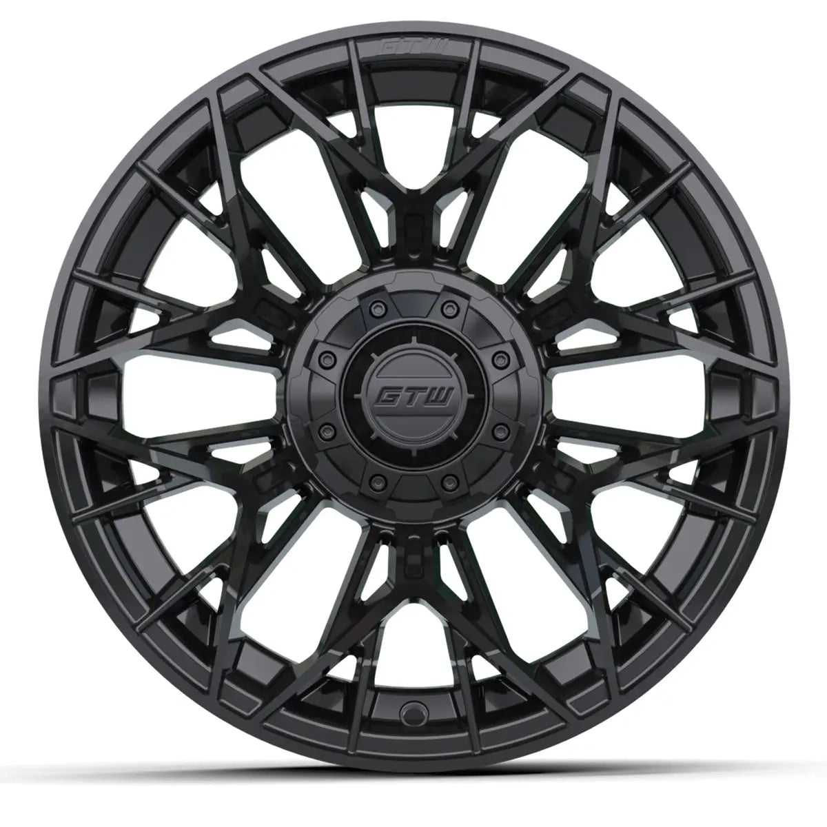 14" GTW Stellar Matte Black Wheels with Low Profile Golf Cart Tire