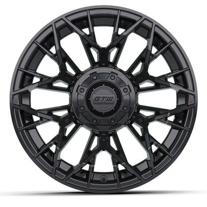 14" GTW Stellar Matte Black Wheels with Low Profile Golf Cart Tire