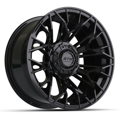 14" GTW Stellar Matte Black Wheels with Low Profile Golf Cart Tire