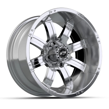14" GTW Tempest Chrome Wheels with Low Profile Golf Cart Tire