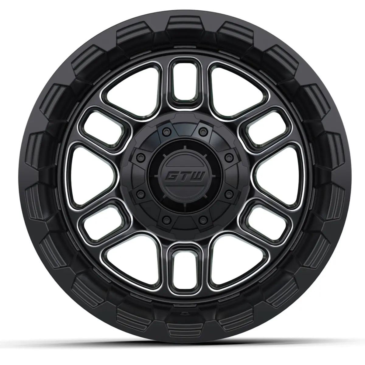14" GTW Titan Machined Black Wheels with Low Profile Golf Cart Tire