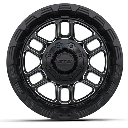 14" GTW Titan Machined Black Wheels with Low Profile Golf Cart Tire