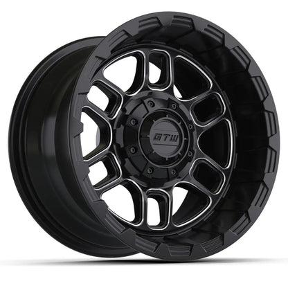 14" GTW Titan Machined Black Wheels with Low Profile Golf Cart Tire