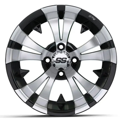 14" GTW Vampire Machined Black Wheels with Low Profile Golf Cart Tire