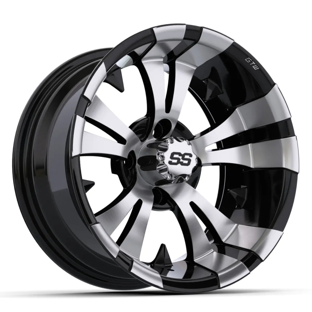 14" GTW Vampire Machined Black Wheels with Low Profile Golf Cart Tire