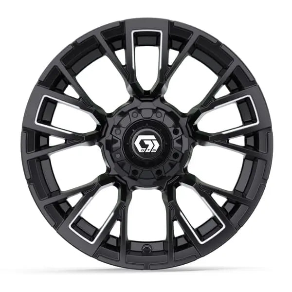 14" GTW Vandal Machined Black Wheels with Low Profile Golf Cart Tire