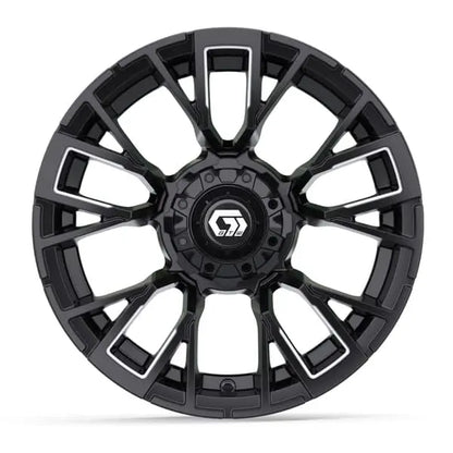 14" GTW Vandal Machined Black Wheels with Low Profile Golf Cart Tire