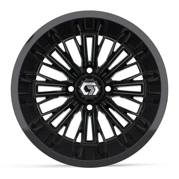 14" GTW Viper Wide Gloss Black Wheels with Lifted Golf Cart Tire
