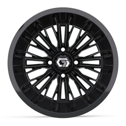 14" GTW Viper Wide Gloss Black Wheels with Lifted Golf Cart Tire