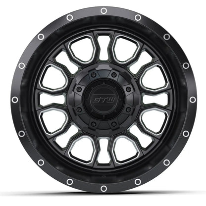 14" GTW Volt Machined Black Wheels with Low Profile Golf Cart Tire