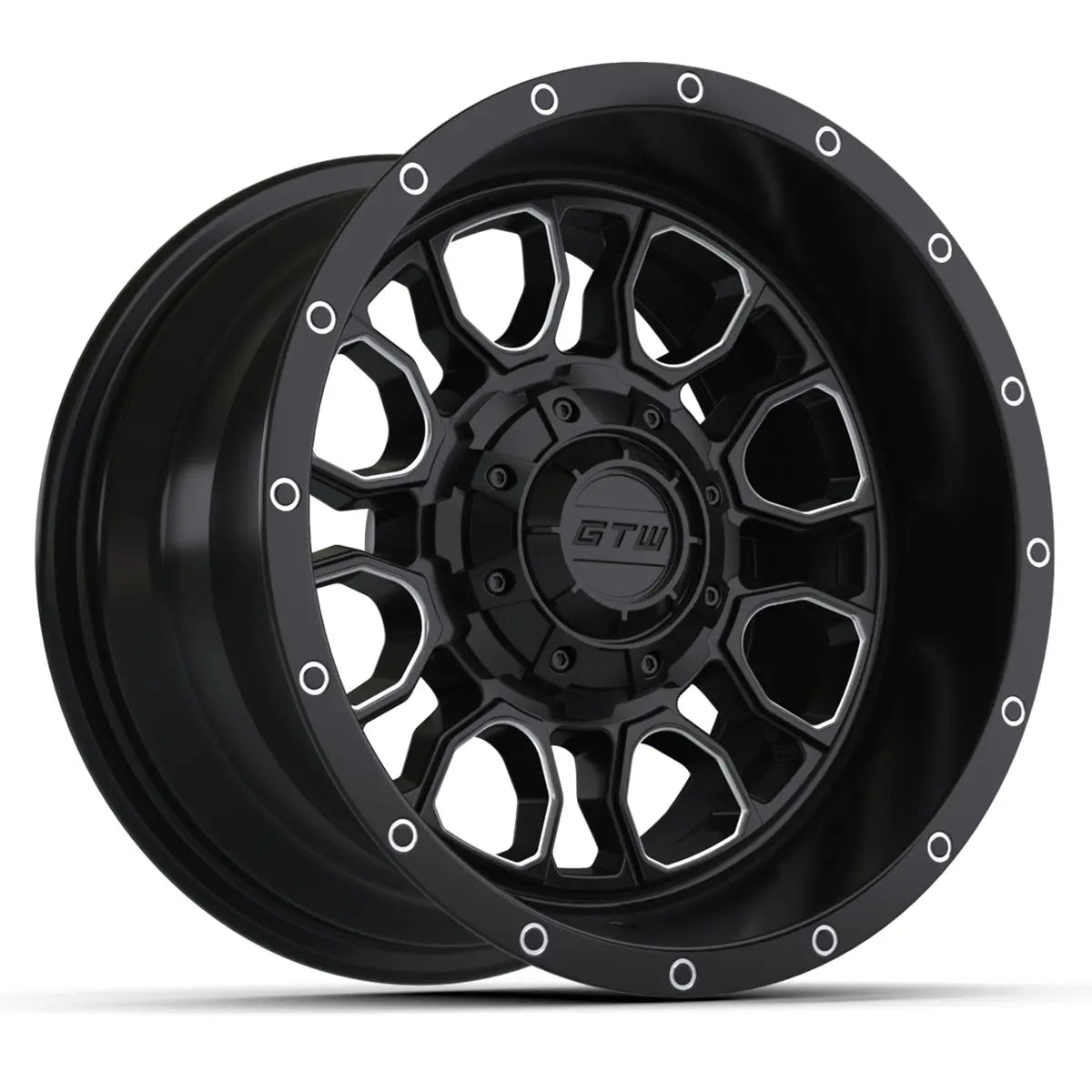 14" GTW Volt Machined Black Wheels with Low Profile Golf Cart Tire