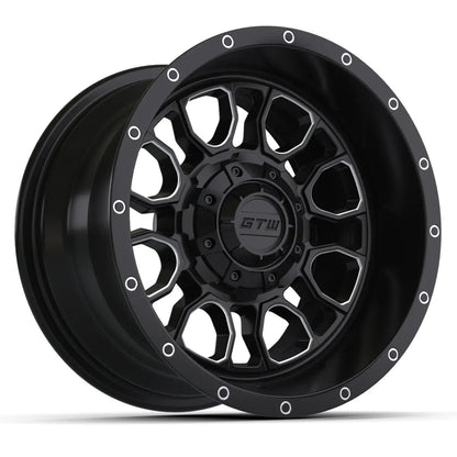 14" GTW Volt Machined Black Wheels with Low Profile Golf Cart Tire