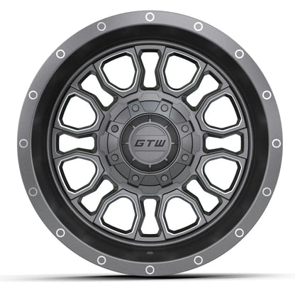 14" GTW Volt Gunmetal Wheels with Low Profile Golf Cart Tire