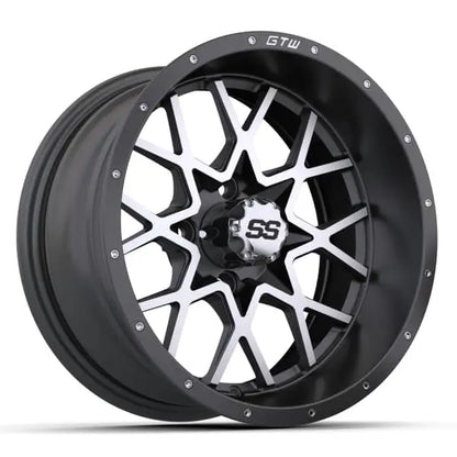 14" GTW Vortex Matte Grey Wheels with Low Profile Golf Cart Tire