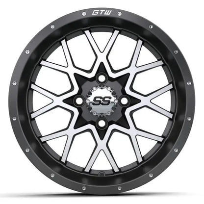 14" GTW Vortex Matte Grey Wheels with Low Profile Golf Cart Tire
